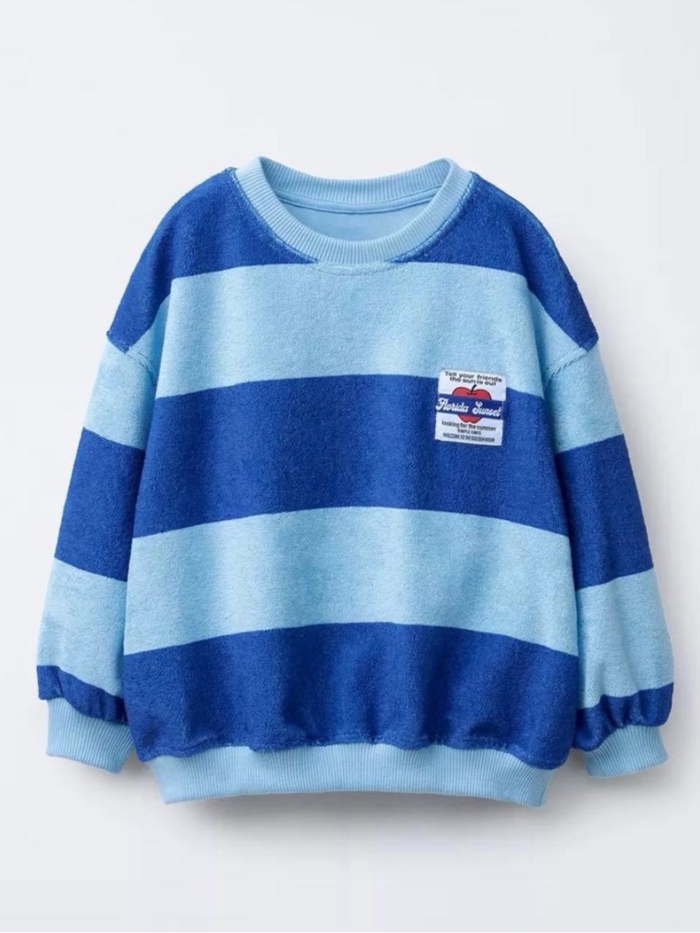 Zara Kids Terry Towel Stripe Crew Neck Sweater Size 3 Years